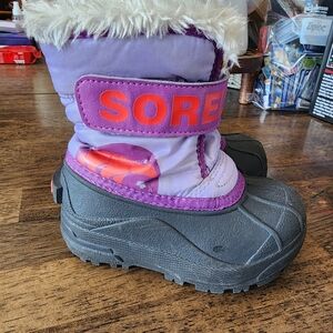 Sorel Kids' Pink and Black Snow Boots